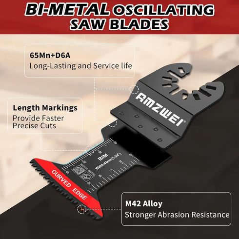 10 Pcs Bi-Metal Oscillating Tool Blades Metal Cutting, 1-3/4" Curved Edge Multitool Blades for Soft Metal, Hard Wood, Plastic, Oscillating Saw Bla...