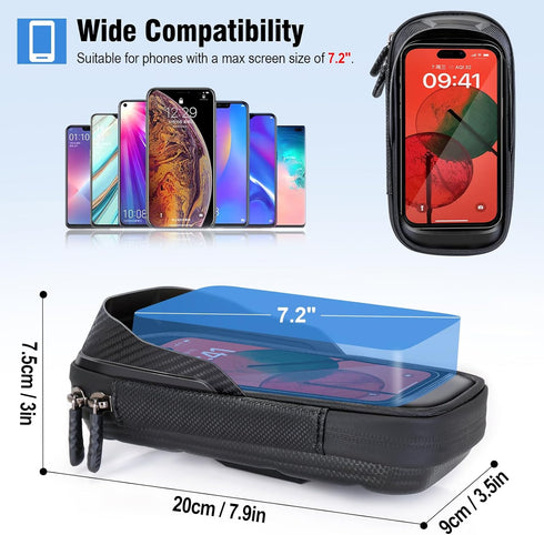 Waterproof Motorcycle Phone Mount 360° Rotation Motorcycle Rearview Mirror Phone Holder Anti-Shake Large Capacity Motorcycle Cell Phone Holder wit...