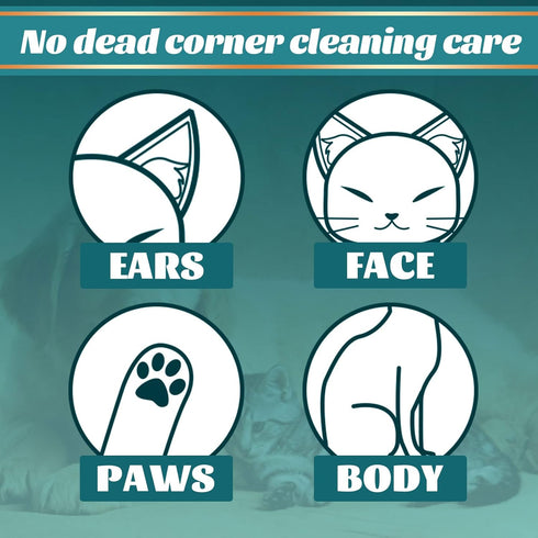 Pet Rinse Free Grooming Gloves, 10Pcs Pet Wipes for Dogs & Cats Wash Free Gloves, Cleansing Grooming with Plant Extract No Rinse Thick Extra Puppy...