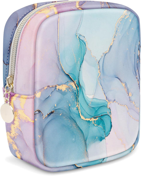 small makeup bag?PU Leather Cute Women Mini Cosmetic Bag small make up bag for purse?Colourful Patterned Travel Cosmetic Pouch Wash Waterproof toi...