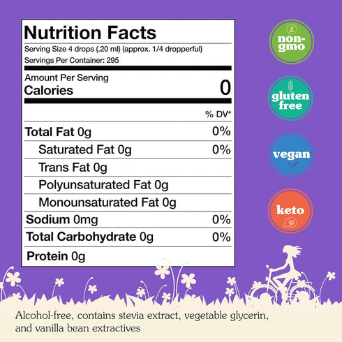 NuNaturals Liquid Stevia, Sugar-Free Sweetener, Plant-Based Sugar Substitute, Zero Calorie, Vanilla Flavor, Alcohol-Free, 2 oz...