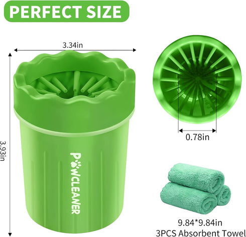 Dog Paw Cleaner, Portable Dog Paw Washer Pet Cleaning Silicone Brush with 3 Absorbent Towel, Pet Foot Cleaner for Small Breed Dogs(Green)...