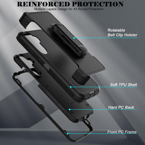 for Samsung Galaxy A35 5G Case with Screen Protector, Belt Clip Holster Kickstand Rugged Full-Body Heavy Duty Protection Military Grade Shockproof...