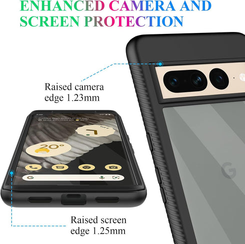 wahhle Google Pixel 7 Pro Case, Built in Screen Protector Full Body Shockproof Slim Fit Bumper Protective Phone Cover for Pixel 7 Pro Men Women-Bl...