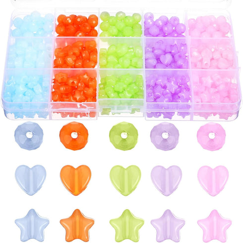 VILLCASE Craft Beads Heart Shape Beads, Star Shape Beads Loose Spacer Beads for Art Crafts DIY Bracelet Necklace Earring Jewelry Making Supplies, ...