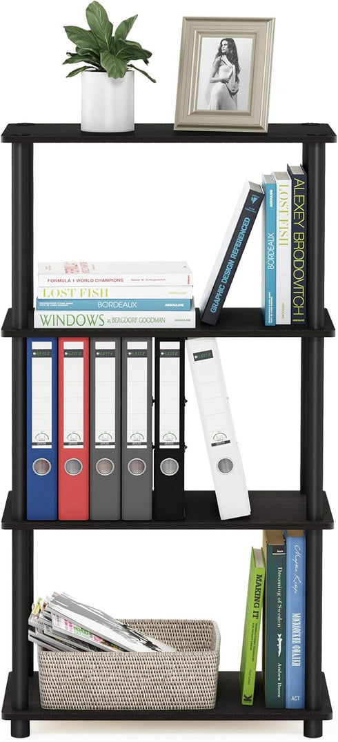 Furinno (99557EX/BK) Turn-N-Tube 4-Tier Multipurpose Shelf Display Rack - Espresso/Black...