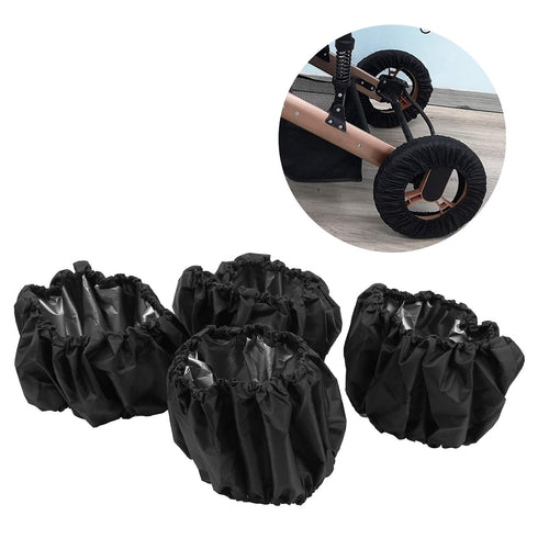 4 Pcs/Set Stroller Wheel Protection Covers Black Wheelchair Tire Protector for Child Kid Baby Stroller Jogger Wheels Protection Covers(L)...