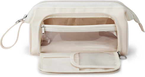 WLLWOO WLLWOO Travel Make Up Bags-Double Layer Cosmetic Bag Waterproof Large Wide-Open Organizer For Women Toiletry Cosmetic Bag For Toiletries Ac...