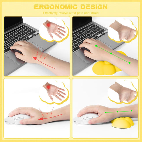 ATTACK SHARK Cloud Wrist Rest and Coaster Combo, Soft Comfortable and Non-Slip PU, Heat Insulation and Durable Slow Rebound Ergonomic Wrist Pad fo...