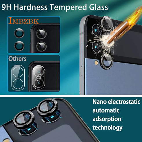 IMBZBK 9 in 1 for Samsung Galaxy Z Flip 4 5G Screen Protector, 3 Pack Inner Screen Flexible Film + 3 Pack Tempered Glass Back Screen Protector + 3...