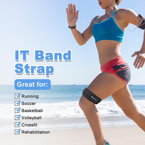 IT Band Strap, Adjustable Iliotibial Band Syndrome Brace, Athletic Stabilizer for Men, Women, Knee Support Strap for Running, Cycling, Hiking, Exe...