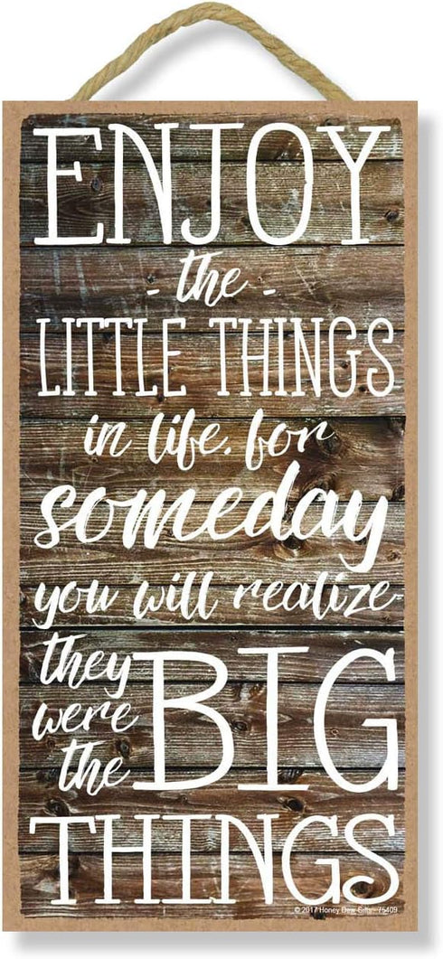 Honey Dew Gifts Wall Hanging Decorative Wood Sign, Enjoy the Little Things in Life for Someday You Will Realize They Were the Big Things 5 inch by...