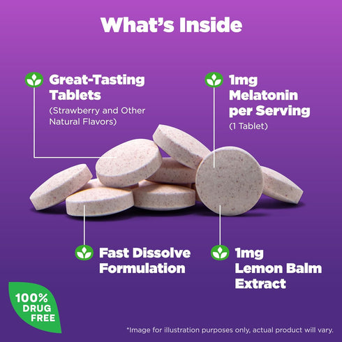 Natrol Kids Fast Dissolve Melatonin 1 mg, Dietary Supplement for Restful Sleep, Sleep Tablets for Kids, 30 Strawberry-Flavored Melatonin Tablets, ...