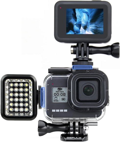 60M(196ft) Waterproof Housing Case for GoPro Hero 8 Black,Protective Underwater Diving Housing Shell with 2 Cold Shoe Adapters Bracket Accessories...