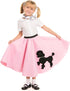 1950s Light PInk Poodle Skirt For Girls Costume with Musical Note Printed Scarf For Little Girl | Light Pink Girls Sock Hop Skirt | One Size...