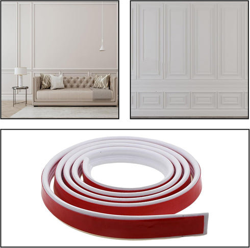 Peel and Stick Wall Molding Trim 6.56 ft x 0.9 inch, Self Adhesive PVC Tiles, Wall Protection and Home DIY Decoration, Multiple Purposes Flexible ...