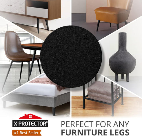 Felt Furniture Pads X-PROTECTOR 8 PCS - Premium 6” x 4 3/8” Heavy Duty Black Felt Sheets! Cut Large Furniture Pads to The Size You Need - The Best...
