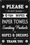 WhatSign Septic System Bathroom Signs 8"x12" Do Not Flush Q-tips Wipes Paper Towels Feminine Sanitary Products Signs Guest Bathroom Essentials Rul...