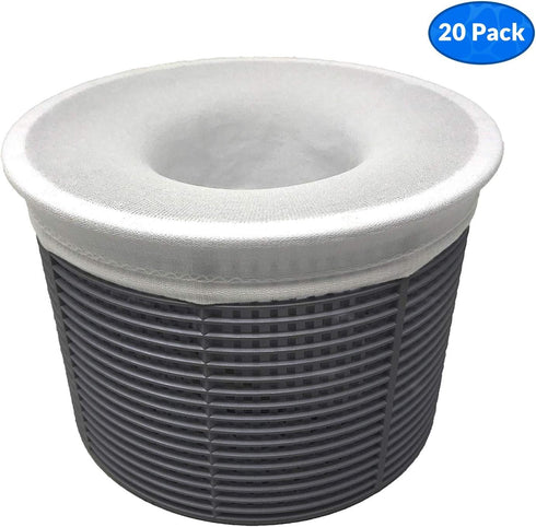 Pool Skimmer Socks - Pack of 20 Fine Mesh Swimming Pool & Spa Pre-Filter Savers for Filters, Baskets, and Skimmers...