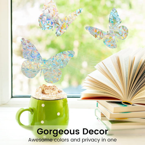 DOWELL Window Privacy Film, Rainbow Window Film, Decorative Stained Glass Clings, Static Cling Door Sticker, Non-Adhesive 3D Decals for Home UV Pr...