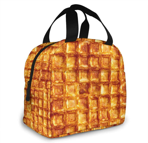 Waffle Pattern Insulated Lunch Bags for Women Cooler Tote Bag with Front Pocket Lunch Box Reusable Lunch Bag for Men Adults Work Hiking Picnic......