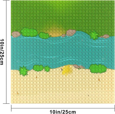 Feleph Classic Baseplate with River and Grassland Pattern Base Plates for Building Blocks 10 x 10 Inches Compatible with Major Brands...