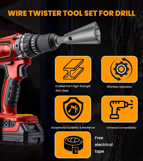 Wire Twister Tools for Drill, 3 Pack Drill Wire Twister, Wire Twister Wire Connector Wire Twisting Tool, Wire Nut Twister for Electrical Power Dri...