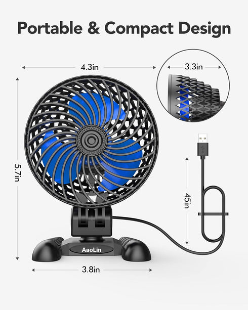 USB Desktop Small Fan, Stepless Speed Adjustment with Multiple Speed Levels, Portable Plug-in Personal Mini Fan,Quiet Powerful Airflow,Suitable fo...