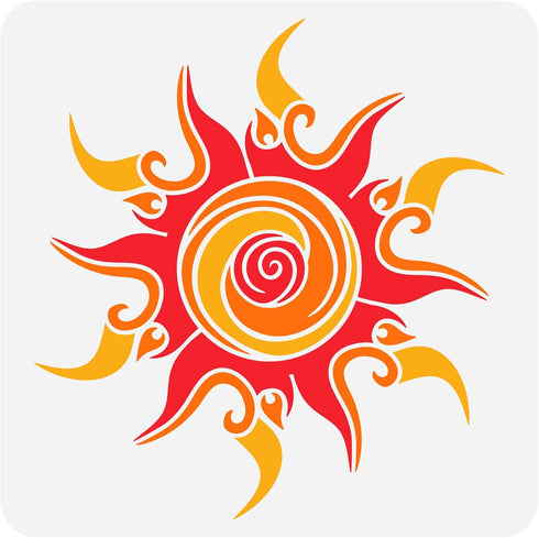 FINGERINSPIRE Fancy Sun Painting Stencil 11.8x11.8 inch PET Hollow Out Sun Painting Stencil Big Spiral Sun DIY Craft Stencil Template for Painting...