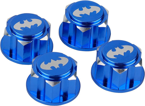DJX 4PCS Aluminum 17mm bat Hex Wheel Nuts Dustproof Anti-Skid Mount Cap for 1/10 Scale Arrma Losi HSP Redcat 1/8 RC car Truck(Blue)...