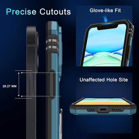 DEERLAMN for iPhone 11 Case with Slide Camera Cover+Screen Protector(2 Packs),Rotated Ring Kickstand Military Grade Shockproof Protective Cover-Li...