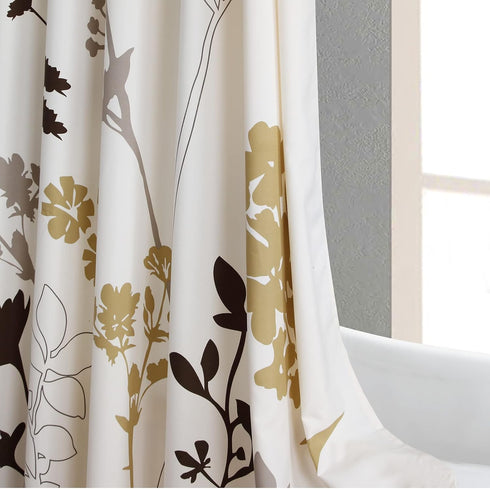 Cream Fabric Shower Curtain,Silhouette Flower Polyester Fabric,Waterproof Floral Leaves Shower Curtain,Plants Printed Shower Curtains for Bathroom...