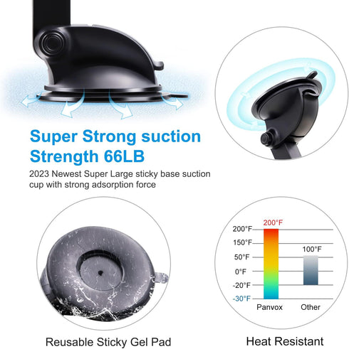 Magnetic Phone Car Mount, Universal Dashboard Windshield Car Phone Mount Holder with Upgraded 3.2" Suction Cup,8 Strong Magnets Compatible with iP...