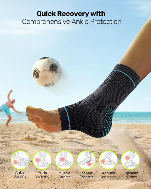 Ankle Brace for Sprained Ankle 1 Pair, High Elasticity Ankle Support for Women & Men, Compression Socks for Plantar Fasciitis Relief, Foot Compres...