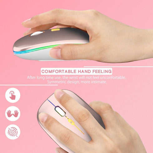 ?Upgrade? LED Wireless Mouse, Slim Silent Mouse 2.4G Portable Mobile Optical Office Mouse with USB & Type-c Receiver, 3 Adjustable DPI Levels for ...