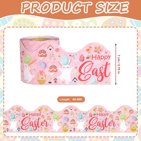 Easter Bulletin Board Borders, 65.6ft Easter Bulletin Board Stickers Bunny Easter Egg Bulletin Board Decorations Spring Bulletin Border for Classr...