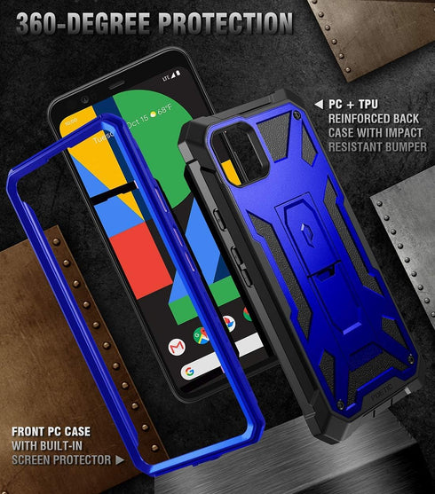 Poetic Spartan Series Designed for Google Pixel 4 5.7 inch Case, Full-Body Rugged Dual-Layer Metallic Color with Premium Leather Texture Shockproo...