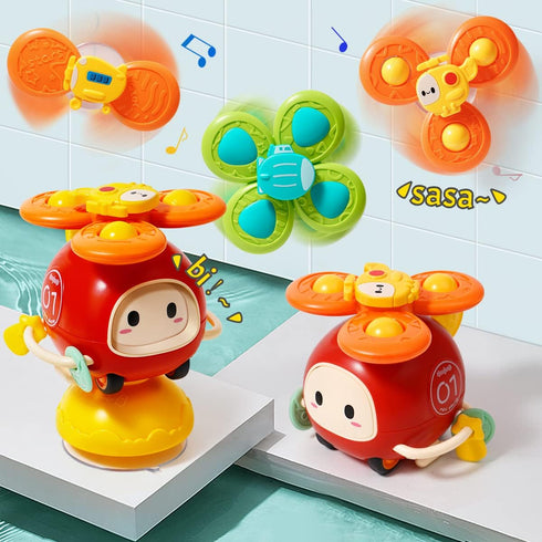 3Pcs Suction Cup Spinner Toy for Baby High Chair Toys 6-12-18,Baby Toys 6 to 12 Months Infant Helicopter Spinning Bath Toys Montessori Toys for 1 ...