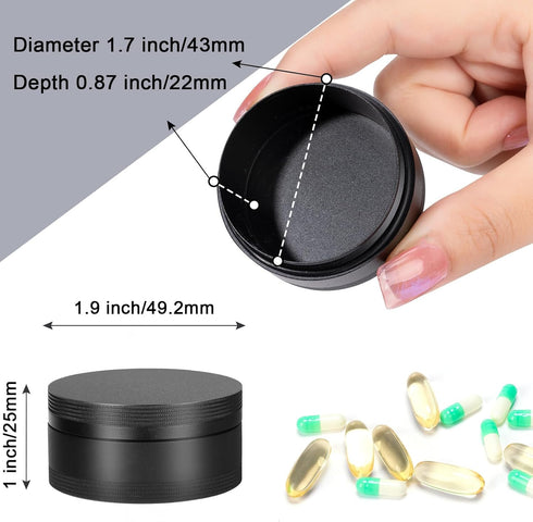 Portable Pill Case Pill Box Daily - Waterproof Single Metal Pill Organizer for Pocket Purse, Aluminium Alloy Round Daily Medicine Container to Hol...