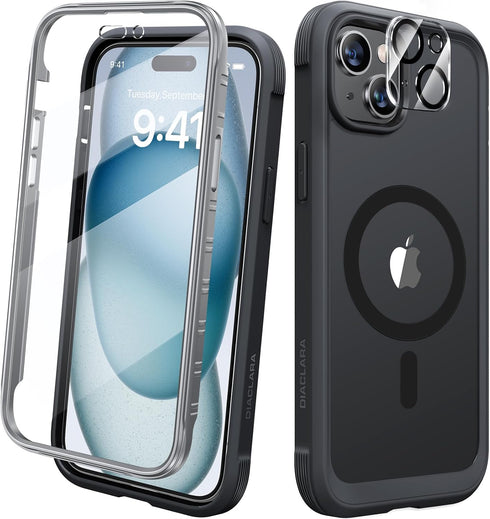 Diaclara Magnetic Designed for iPhone 15 Case, Compatible with MagSafe Built-in Touch Sensitive Anti-Scratch Screen Protector, with Camera Lens Pr...