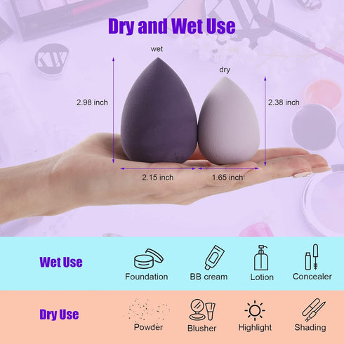 4 Pcs Makeup Sponge Beauty Blender Set - Sponges For Foundation with Egg Case and 1 Holder, Flawless for Cream, Powder Liquid (4PCS,Purple)...