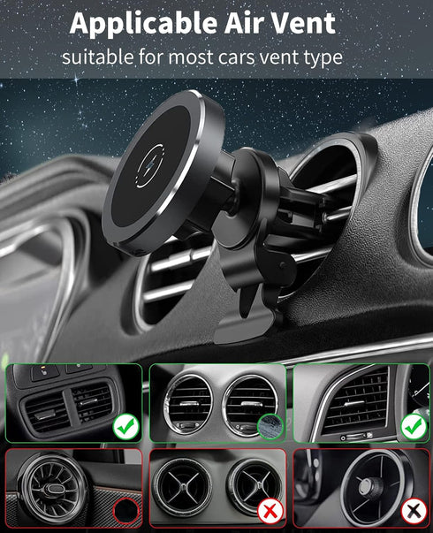 Magnetic Wireless Car Charger, DOODA 15W Fast Charging Wireless Car Air Vent Charger Compatible with iPhone 15/14/13 Pro/Pro Max//13 Mini,iPhone 1...
