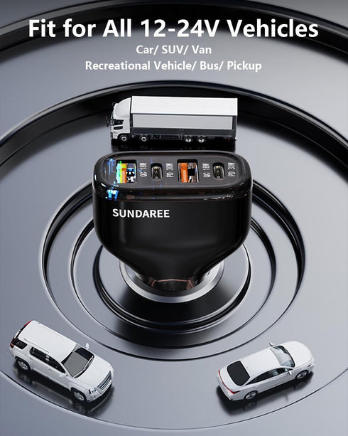 SUNDAREE Car Charger Multi Port, 60W Super Fast USB C Car Charger Adapter, Dual PD30W/PPS33W for iPhone 15/14/13/Pro Max/Pro/Samsung Galaxy and Mo...