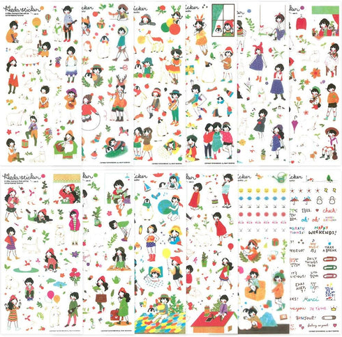Cute Korean Stickers Set(12 Sheets) Kawaii Girl Planner Stickers for Journals,Scrapbooking,Planners,Cards,DIY Arts and Crafts...
