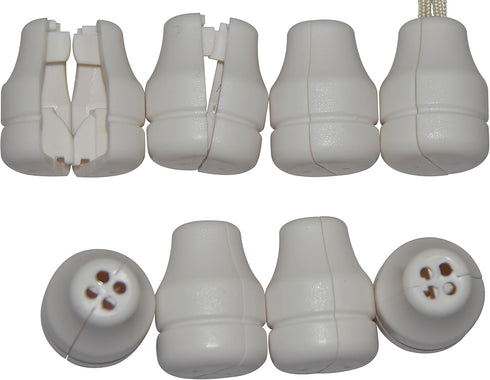 8 Pack Safety White Blind Knobs. This Tassel Separates The Pull Cords When Excessive Pressure is Detected to Avoid Potential Child Or Pet Strangul...
