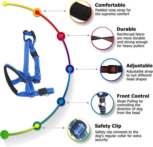 Dog Head Collar Dog Head Halter Collars Headcollars with Safety Strap, Pet Headcollar Stops Pets from Pulling for Outdoor Walk (L)...