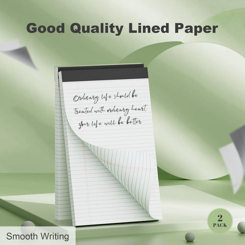 Legal Pads 8.5 x 11 inch Notepad, 2 Pack White Note Pads 8.5'' x 11'' for Work, Double-Side Printed Lined Paper Pads College Ruled White Notepads ...