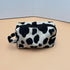 Cow Print Makeup Bag Corduroy Cosmetic Bag Cute Travel Pouch Bags White and Black Checkered Mini Makeup Purse Pouch Makeup Brushes Organizer Bag f...