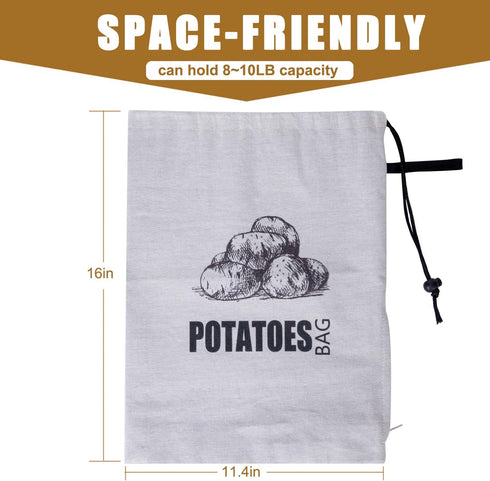 Potato Onion Storage Bag, Fabric Onion and Potatoes Storage Bag, Washable Garlic Potatoes Onions Keeper with Drawstring for Pantry, 2 Pack (Potato...