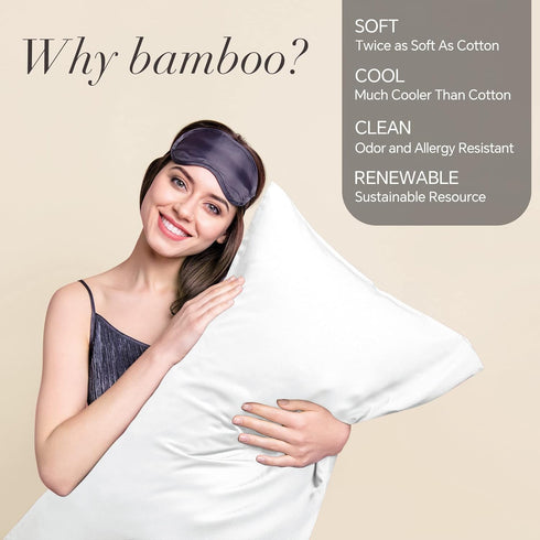 BEDELITE Standard Pillow Cases Set of 2, Rayon Derived from Bamboo, Cooling Pillow Cases for Hot Sleepers & Night Sweats, Breathable Silky Soft En...